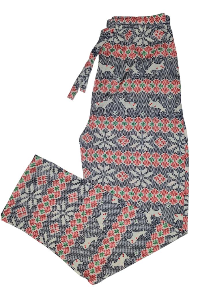 Pantaloni pijama dama Craciun,Culoare Albastru cu Rosu ,Engros